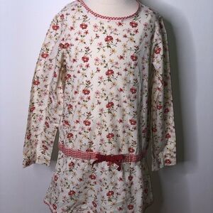 Lands end girls floral gingham tunic shirt
